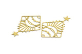 Brass Moon Charm, 6 Raw Brass Crescent Moon And Star Shaped Charms With 1 Hole, Charm Findings (51x36x0.60mm) A4570