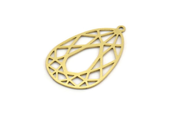 Brass Drop Charm, 12 Raw Brass Drop Charms With 1 Loop, Earrings, Findings (33x21.5x0.60mm) A4576