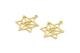 Brass Star Charm, 24 Raw Brass Star Charms With 1 Loop, Charm Pendants (21x16.5x0.60mm) A4579