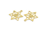 Brass Star Charm, 24 Raw Brass Star Charms With 1 Loop, Charm Pendants (21x16.5x0.60mm) A4579