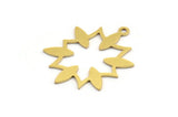 Brass Flower Charm, 12 Raw Brass Flower Shaped Charms With 1 Loop, Findings (25x20x0.60mm) A4561