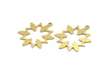 Brass Flower Charm, 12 Raw Brass Flower Shaped Charms With 1 Loop, Findings (25x20x0.60mm) A4561