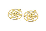 Brass Star Charm, 24 Raw Brass Star Charms With 1 Loop, Charm Pendants (22x20x0.60mm) A4571