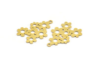 Brass Flower Charm, 12 Raw Brass Flower Shaped Charms With 1 Loop, Findings (25x16x0.60mm) A4568
