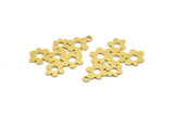 Brass Flower Charm, 12 Raw Brass Flower Shaped Charms With 1 Loop, Findings (25x16x0.60mm) A4568