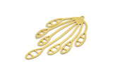 Brass Flower Charm, 4 Raw Brass Flower Shaped Charms With 1 Loop, Findings (57x32x0.60mm) A4520