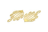 Brass Flower Charm, 4 Raw Brass Flower Shaped Charms With 1 Loop, Findings (57x32x0.60mm) A4520