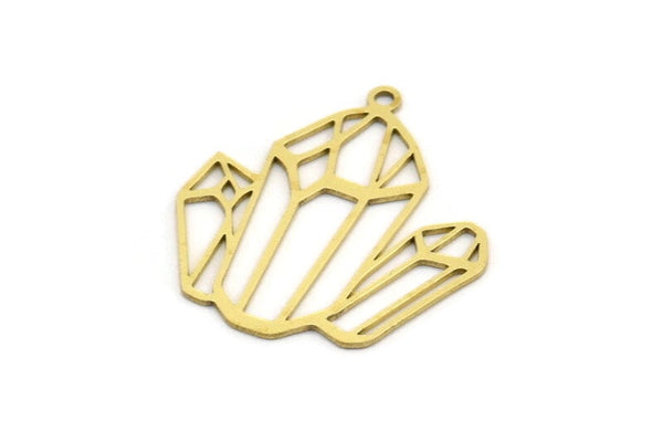 Brass Diamond Charm, 12 Raw Brass Diamond Shaped Charms With 1 Loop, Pendant Findings (28.5x26x0.60mm) A4575