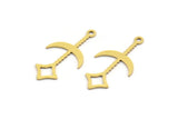 Brass Moon Charm, 24 Raw Brass Crescent Moon Charms With 1 Loop (27x14x0.60mm) A4580
