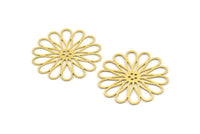 Brass Daisy Charm, 10 Raw Brass Flower Charms, Brass Flowers (30x0.60mm) A4627