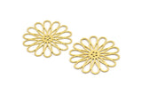 Brass Daisy Charm, 10 Raw Brass Flower Charms, Brass Flowers (30x0.60mm) A4627