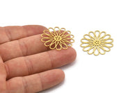Brass Daisy Charm, 10 Raw Brass Flower Charms, Brass Flowers (30x0.60mm) A4627