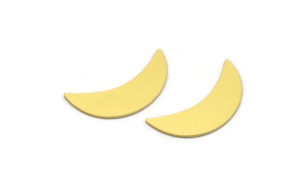 Brass Moon Blank, 12 Raw Brass Crescent Moon Shaped Blanks, Findings (24x8x0.60mm) A4676