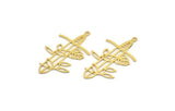 Brass Sword Charm, 12 Raw Brass Leaf Sword Charms With 1 Loop, Earrings (39x22x0.60mm) A4704