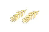 Brass Leaf Charm, 24 Raw Brass Leaf Shaped Charms, Findings (27x9x0.60mm) A4691