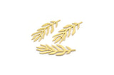 Brass Leaf Charm, 24 Raw Brass Leaf Shaped Charms, Findings (27x9x0.60mm) A4691