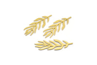 Brass Leaf Charm, 12 Raw Brass Leaf Shaped Charms, Findings (34x12x0.60mm) A4695