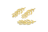 Brass Leaf Charm, 12 Raw Brass Leaf Shaped Charms, Findings (34x12x0.60mm) A4695