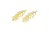 Brass Leaf Charm, 12 Raw Brass Leaf Shaped Charms, Findings (34x12x0.60mm) A4695