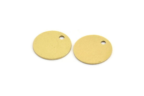 Brass Round Tag, 12 Raw Brass Tiny Round Shaped Charms With 1 Hole, Stamping Tag (14x0.60mm) A4587
