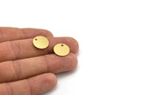 Brass Round Tag, 12 Raw Brass Tiny Round Shaped Charms With 1 Hole, Stamping Tag (14x0.60mm) A4587