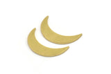 Brass Moon Blank, 12 Raw Brass Crescent Moon Shaped Blanks, Findings (21x5.5x1mm) A4592
