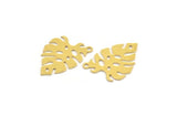 Brass Monstera Charm, 12 Raw Brass Monstera Leaf Shaped Charms With 1 Loop, Pendant, Earring Findings (22x16x0.60mm) A4667