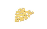 Brass Monstera Charm, 12 Raw Brass Monstera Leaf Shaped Charms With 1 Loop, Pendant, Earring Findings (22x16x0.60mm) A4667