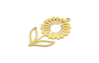 Brass Daisy Charm, 10 Raw Brass Flower Charms With 1 Loop, Brass Flowers (34x19x0.60mm) A4693