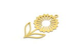 Brass Daisy Charm, 10 Raw Brass Flower Charms With 1 Loop, Brass Flowers (34x19x0.60mm) A4693