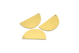 Semi Circle Charm, 12 Raw Brass Half Moon Charms With 1 Hole, Stamping Blanks (22x12x0.60mm) A4701