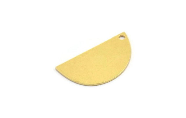 Semi Circle Charm, 12 Raw Brass Half Moon Charms With 1 Hole, Stamping Blanks (22x12x0.60mm) A4701