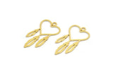 Brass Heart Charm, 24 Raw Brass Heart And Wings Charms With 1 Hole (27x14x0.60mm) A4681