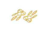 Brass Heart Charm, 12 Raw Brass Heart And Wings Charms With 1 Hole (39x21x0.60mm) A4659