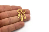 Brass Heart Charm, 12 Raw Brass Heart And Wings Charms With 1 Hole (39x21x0.60mm) A4659