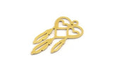 Brass Heart Charm, 24 Raw Brass Heart And Wings Charms With 1 Hole (27x14x0.60mm) A4679