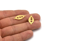 Brass Marquise Charm, 24 Raw Brass Marquise Charms With 2 Loops, Brass Connectors (24x10x0.60mm) A4671