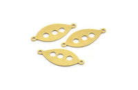 Brass Marquise Charm, 24 Raw Brass Marquise Charms With 2 Loops, Brass Connectors (24x10x0.60mm) A4671