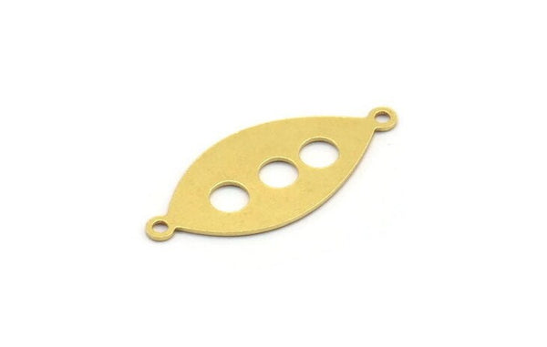 Brass Marquise Charm, 12 Raw Brass Marquise Charms With 2 Loops, Brass Connectors (28x13x0.60mm) A4673