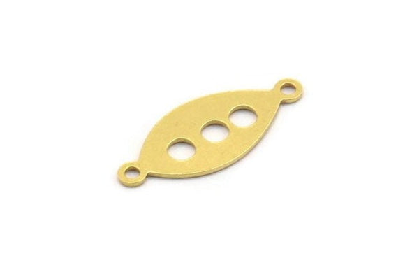 Brass Marquise Charm, 24 Raw Brass Marquise Charms With 2 Loops, Brass Connectors (20x8x0.60mm) A4669