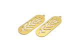 Brass Leaf Charm, 6 Raw Brass Oval Leaf Charms With 1 Loop, Charm Pendants (15x42x0.60mm) A4692