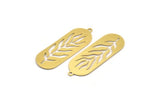 Brass Leaf Charm, 6 Raw Brass Oval Leaf Charms With 1 Loop, Charm Pendants (15x42x0.60mm) A4692
