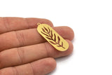 Brass Leaf Charm, 6 Raw Brass Oval Leaf Charms With 1 Loop, Charm Pendants (15x42x0.60mm) A4692