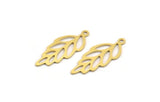 Brass Leaf Charm, 24 Raw Brass Leaf Charms With 1 Loop, Charm Pendants (26x10x0.60mm) A4774