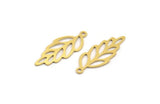 Brass Leaf Charm, 24 Raw Brass Leaf Charms With 1 Loop, Charm Pendants (26x10x0.60mm) A4774