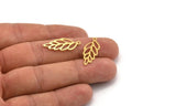 Brass Leaf Charm, 24 Raw Brass Leaf Charms With 1 Loop, Charm Pendants (26x10x0.60mm) A4774