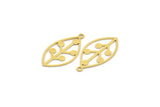 Brass Leaf Charm, 24 Raw Brass Leaf Charms With 1 Loop, Findings (27x14x0.60mm) A4728