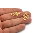 Brass Leaf Charm, 24 Raw Brass Leaf Charms With 1 Loop, Findings (27x14x0.60mm) A4728