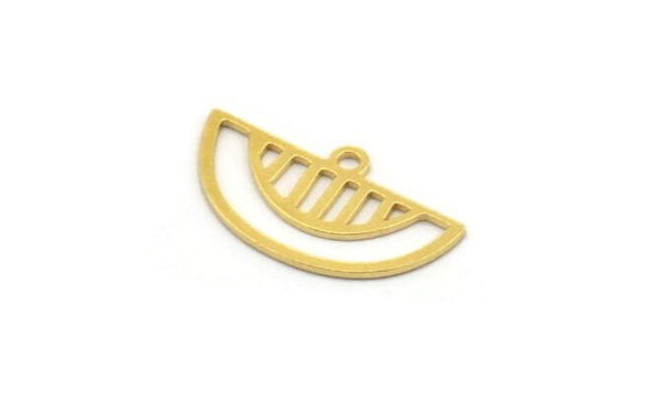 Semi Circle Charm, 24 Raw Brass Semi Circle Charms With 1 Loop, Pendant Charms (20x11x0.60mm) A4783