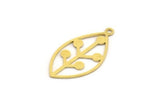 Brass Leaf Charm, 24 Raw Brass Leaf Charms With 1 Loop, Findings (27x14x0.60mm) A4728